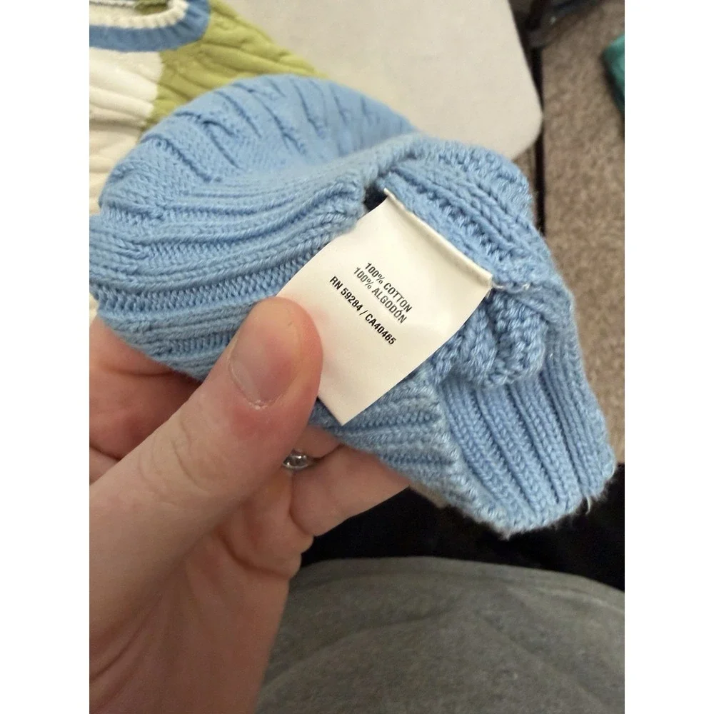 NEW The Children's Place Boys Blue Cable Knit Sweater Vest Size XL V Neck Cotton